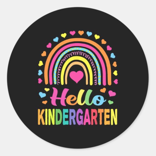 Back to School Hello Kindergarten Squad Teachers W Classic Round Sticker