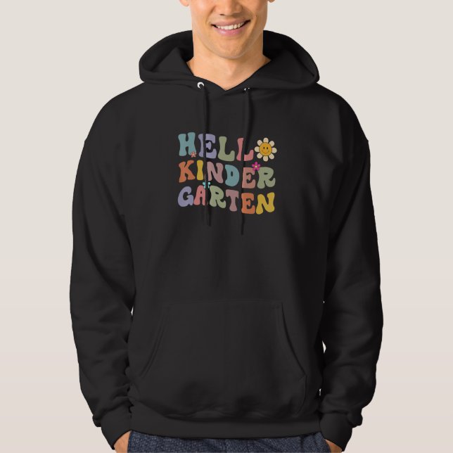 Back To School Hello Kindergarten Students Teacher Hoodie (Front)