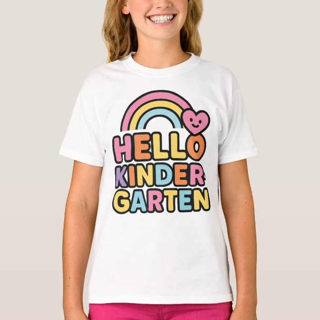 Back to School Hello Kindergarten Teacher Kids T-Shirt (Front)