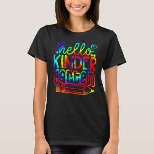 Back To School Hello Kindergarten Tie Dye Teacher  T-Shirt