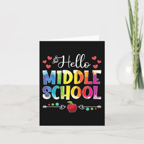 Back To School Hello Middle School Girls Boys Tied Card