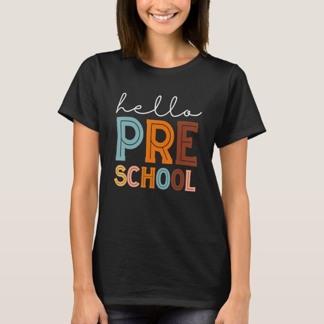 Back To School Hello Preschool Teachers Women Boys T-Shirt (Front)