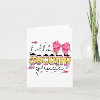 Back To School Hello Second Grade Teacher Coquette Card