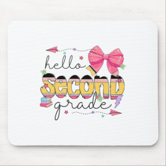 Back To School Hello Second Grade Teacher Coquette Mouse Pad