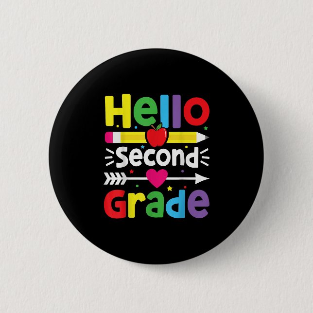 Back To School Hello Second Grade Team 2nd Grade B Button (Front)