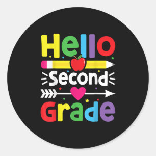 Back To School Hello Second Grade Team 2nd Grade B Classic Round Sticker