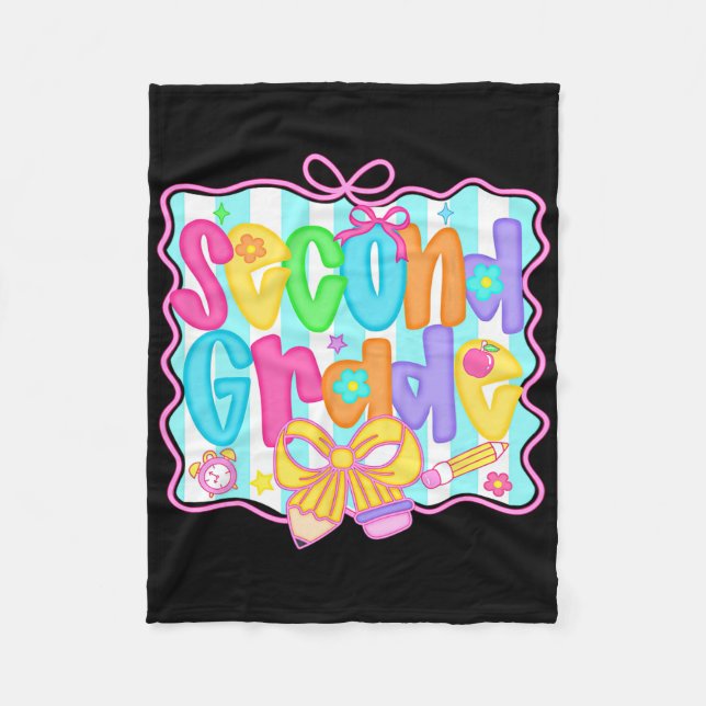 Back To School Hello Second Grade Team 2nd Grade B Fleece Blanket (Front)