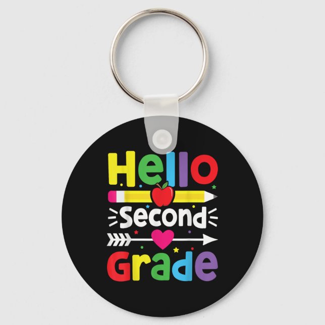 Back To School Hello Second Grade Team 2nd Grade B Keychain (Front)