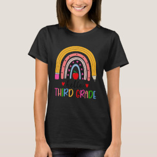 Back To School Hello Third Grade Teacher Rainbow T T-Shirt
