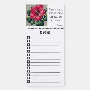 back to school hibiscus pixelisée rose tendre magnetic notepad
