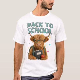 Back to School Highland Cow Student T-Shirt