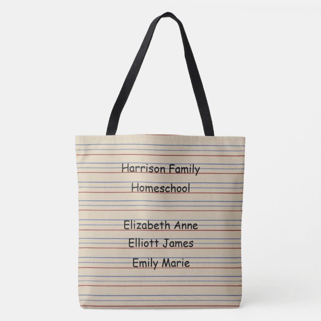 Back to School Homeschool Writing Paper Tote Bag (Front)