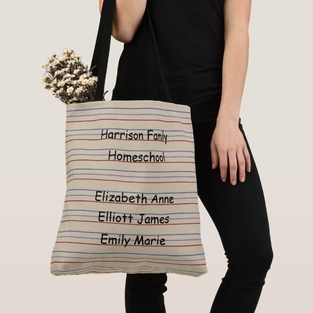 Back to School Homeschool Writing Paper Tote Bag (Close Up)