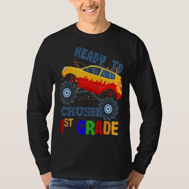 Back To School I Crushed 1st Grade Monster Truck B T-Shirt (Front)