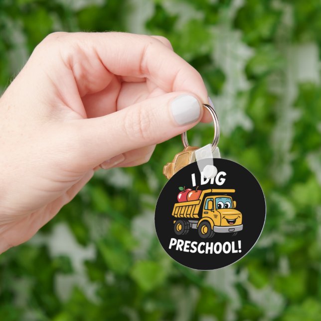 Back to School I Dig Preschool Dump Truck Keychain (Hand)