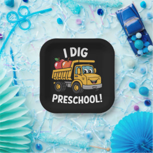 Back to School I Dig Preschool Dump Truck Paper Plates