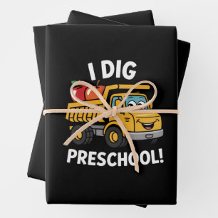 Back to School I Dig Preschool Dump Truck Wrapping Paper Sheets