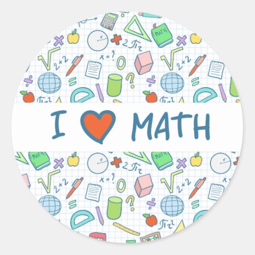 Back to school I love math sticker