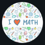 Back to school: "I love math" sticker<br><div class="desc">Back to school: "I love math" sticker with seamless pattern</div>