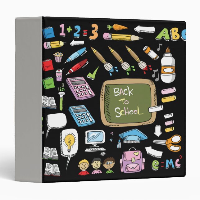 Back to School Illustrations 3 Ring Binder (Front/Spine)