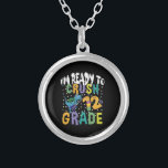 Back To School I'm Ready To Crush 12th Grade Dino Silver Plated Necklace<br><div class="desc">Back To School I'm Ready To Crush 12th Grade Dino
12th, grade, gift, ideas, back to school, 2021, first day of school, gift idea, 12th, grader, student, twelveth, grade, dinosaur, school, teacher, grade, 12th grade teacher, student, teaching, 12th grade squad, kids, gifts</div>