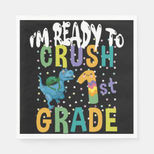 Back To School I'm Ready To Crush 1st Grade Dino Napkins