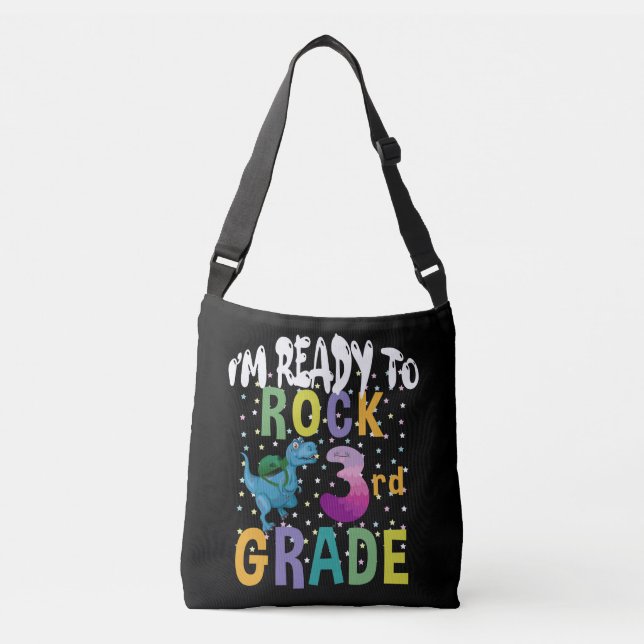 Back To School I'm Ready To Crush 3rd Grade Dino Crossbody Bag (Front)