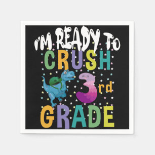 Back To School I'm Ready To Crush 3rd Grade Dino Napkins