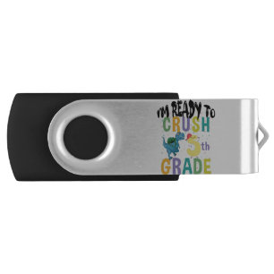 Back To School I'm Ready To Crush 5th Grade Dino Flash Drive