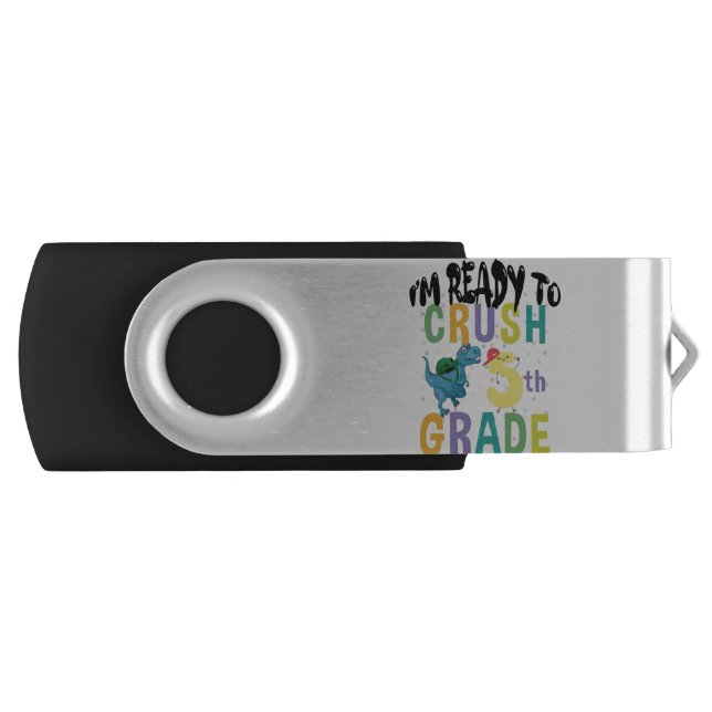 Back To School I'm Ready To Crush 5th Grade Dino Flash Drive (Front)