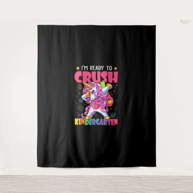 Back To School I'm Ready To Crush Kindergarten Uni Tapestry (Front)