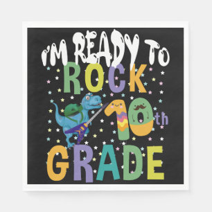 Back To School I'm Ready To Rock 10th Grade Dino Napkins