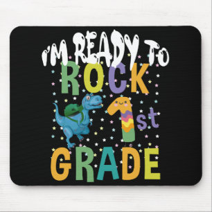 Back To School I'm Ready To Rock 1st Grade Dino Mouse Pad