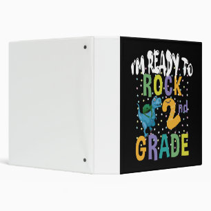 Back To School I'm Ready To Rock 2nd Grade Dino 3 Ring Binder