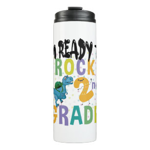 Back To School I'm Ready To Rock 2nd Grade Dino Thermal Tumbler