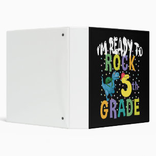 Back To School I'm Ready To Rock 5th Grade Dino 3 Ring Binder