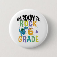 Back To School I'm Ready To Rock 6th Grade Dino