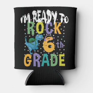 Back To School I'm Ready To Rock 6th Grade Dino Can Cooler