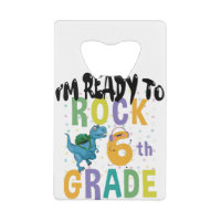 Back To School I'm Ready To Rock 6th Grade Dino