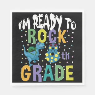Back To School I'm Ready To Rock 8th Grade Dino Napkins