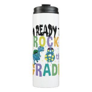 Back To School I'm Ready To Rock 8th Grade Dino Thermal Tumbler