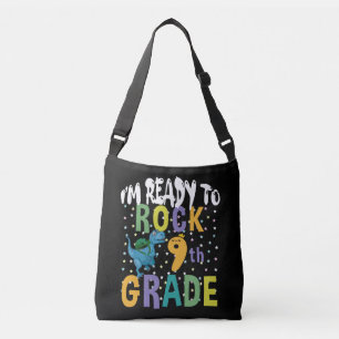 Back To School I'm Ready To Rock 9th Grade Dino Crossbody Bag