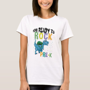 Back To School I'm Ready To Rock Pre-K Dinosaur T-Shirt