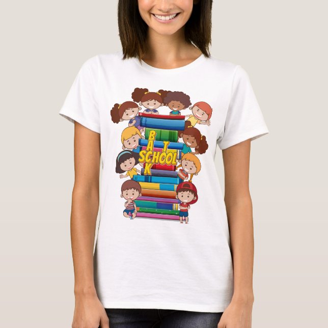 Back to School Kids Books Teachers T-Shirt (Front)