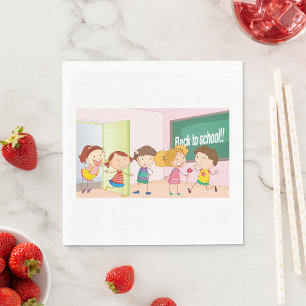 Back to School Kids Happy Children Learning Napkins