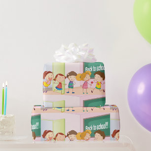 Back to School Kids Happy Children Learning Wrapping Paper