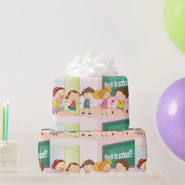 Back to School Kids Happy Children Learning Wrapping Paper (Creator Uploaded)