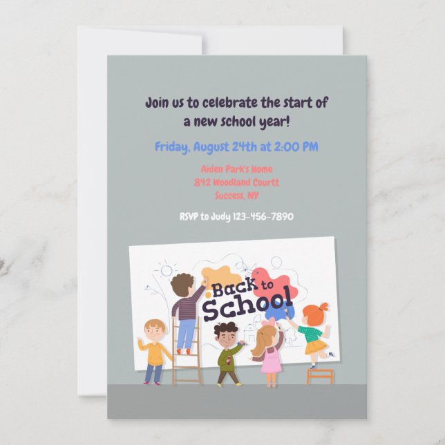 Back To School Kids Invitation (Front)