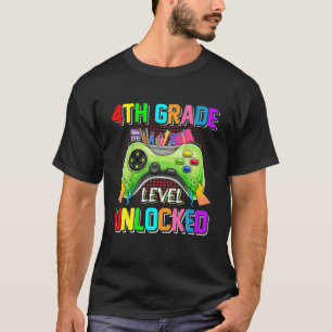 Back To School Kids Level Unlocked 4Th Grade Video T-Shirt