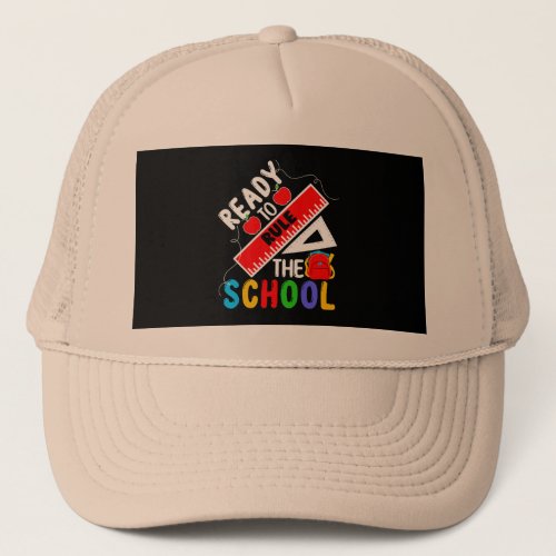 back to school kids t shirt design trucker hat